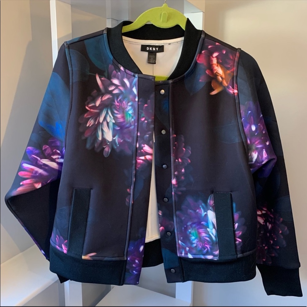 Donna Karan floral- printed Bomber Jacket